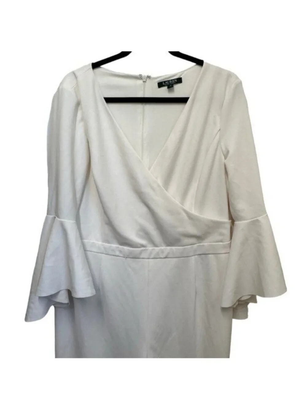 Lauren Ralph Lauren Jumpsuit Sz 16 Off White Bridal V Neck Wide Leg Frill Sleeve - Picture 3 of 10